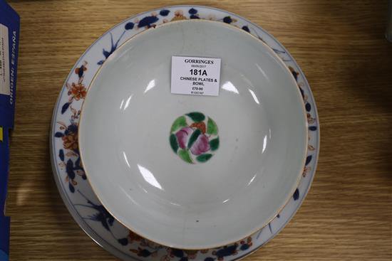 Chinese porcelain bowls and 2 plates